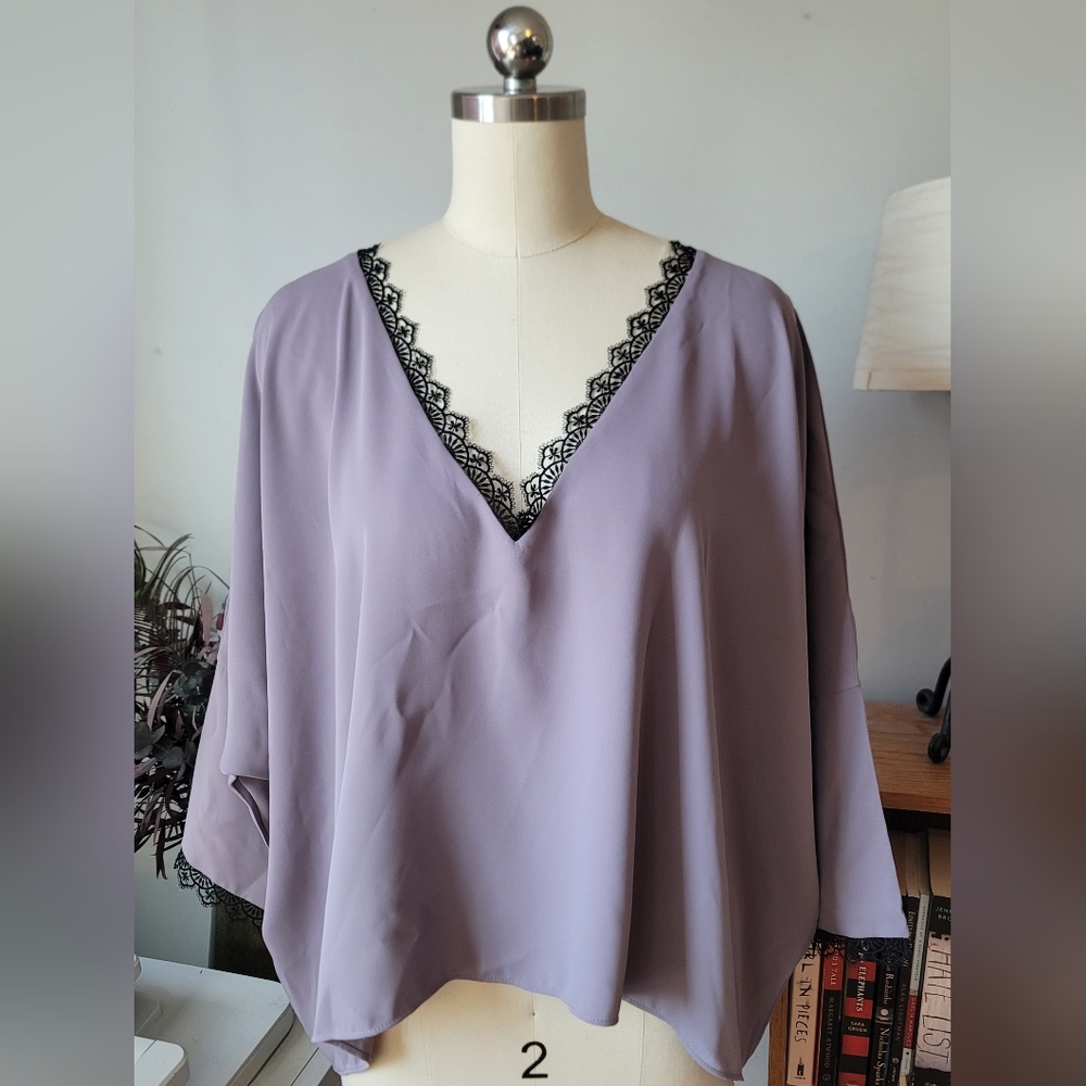 Amanda Uprichard Blouse Lace Trim Oversized Size Small